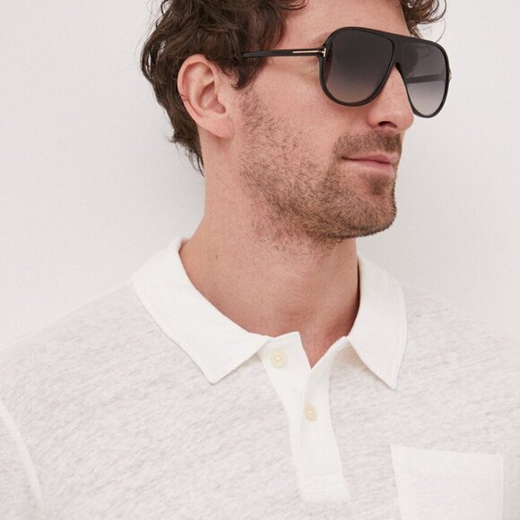 NEW FT0934-N/S 01A TOM FORD TF934-N 01A MEN SHINY BLACK/SMOKE SUNGLASSES - Picture 3 of 4